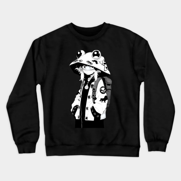 Frog Outfit Manga Anime Girl Crewneck Sweatshirt by ribbitpng